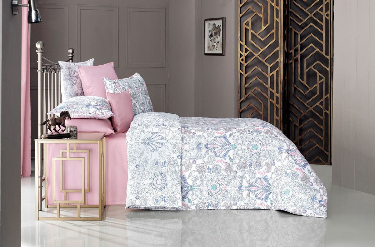 Sarev Kuartz Pamuk Saten Nevresim Takımı Çift Kişilik 2 Yastık v1