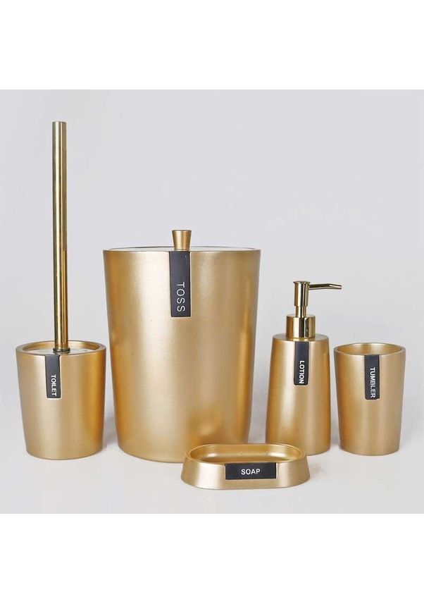 By Selim Troy Altın 5 Parça Banyo Seti Takımı