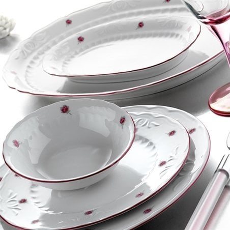 Kütahya Porselen Mina Pembe 24 Parça Yemek Seti