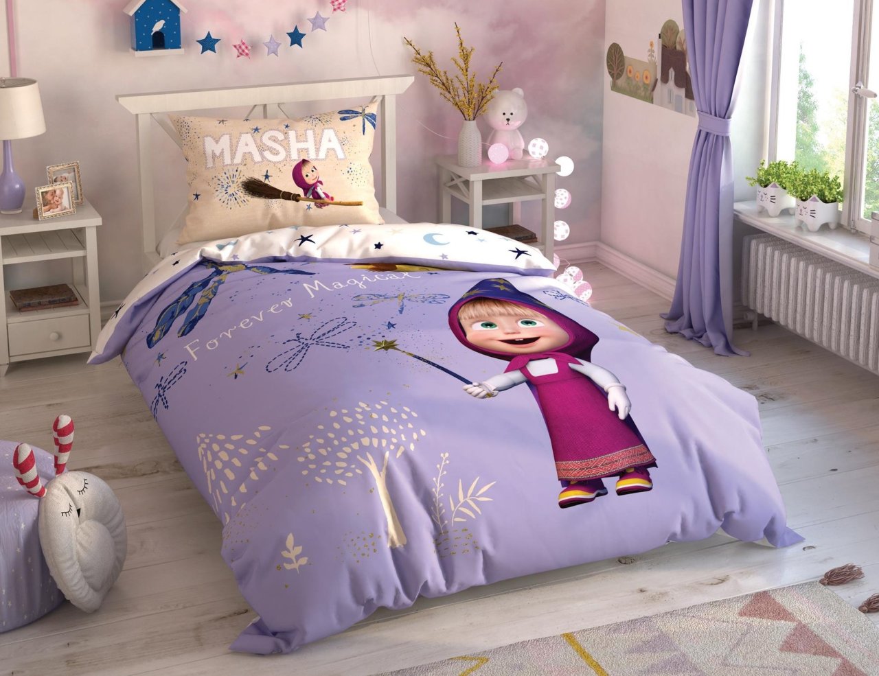 Taç Tek Kişilik Lisansli Nevresim Takımı-Masha And The Bear Magical