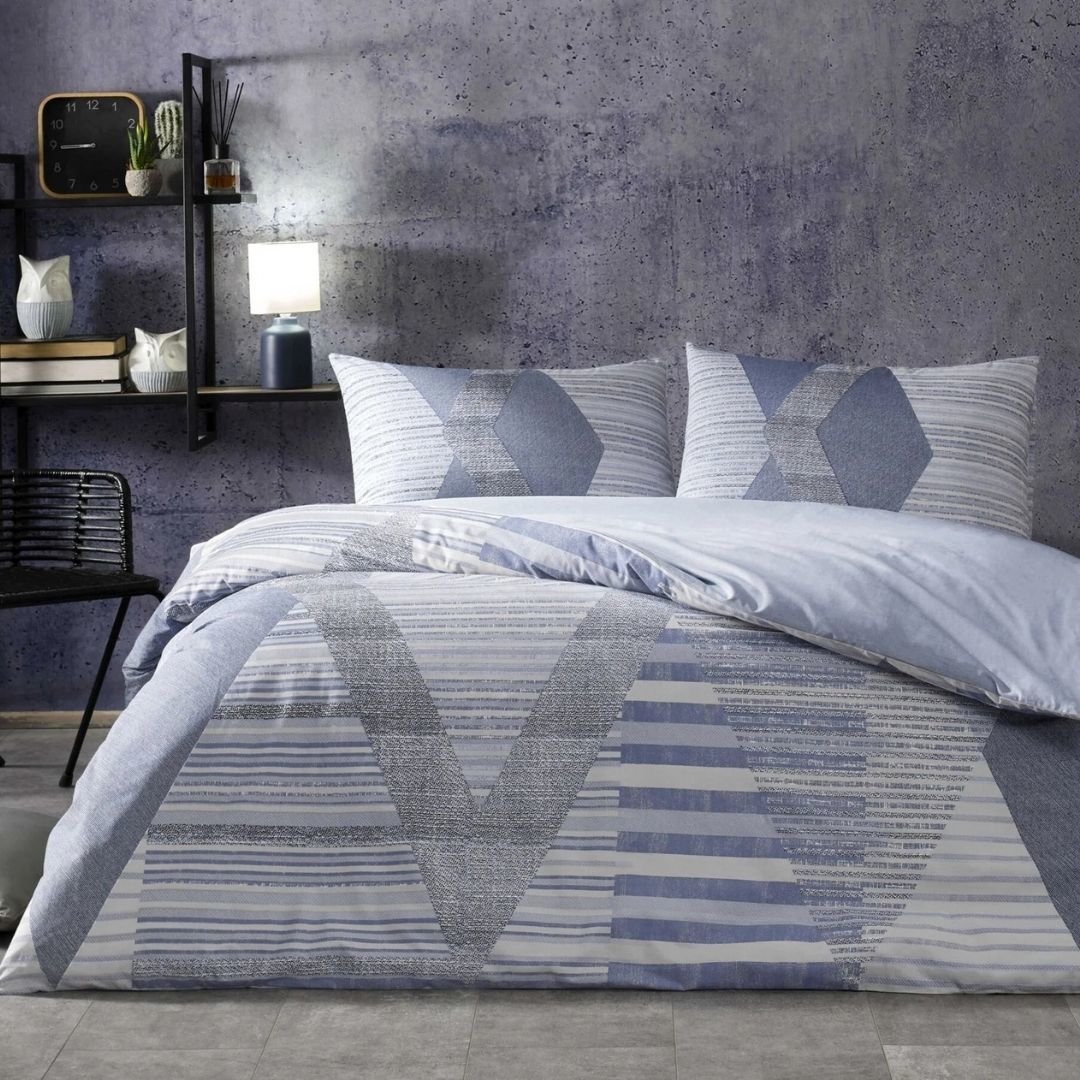 Taç Lucas Ranforce Tek Kişilik Nevresim Takımı - Mavi, %100 Pamuk, Modern Desenli