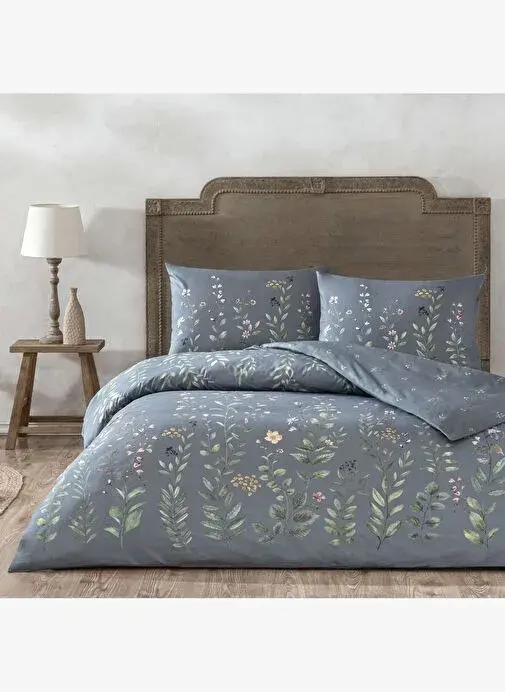 Taç Ranforce Serelis Çift Kişilik Nevresim Takım-Mavi