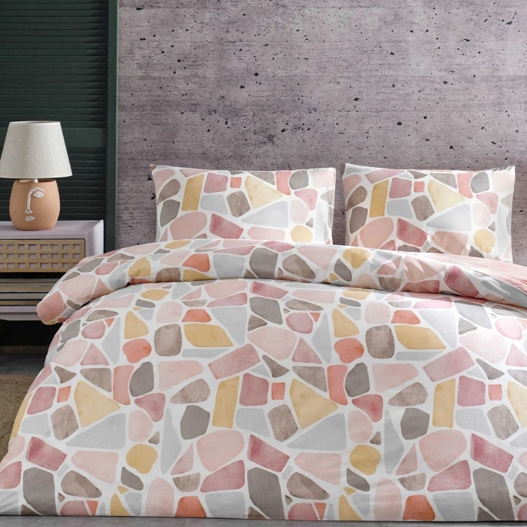 Taç Alvy Ranforce Tek Kişilik Nevresim Takımı - Pembe, %100 Pamuk, Modern Desenli