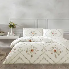 Tac Ranforce Elıra Nevresim Takımı Çift Kişilik Beyaz