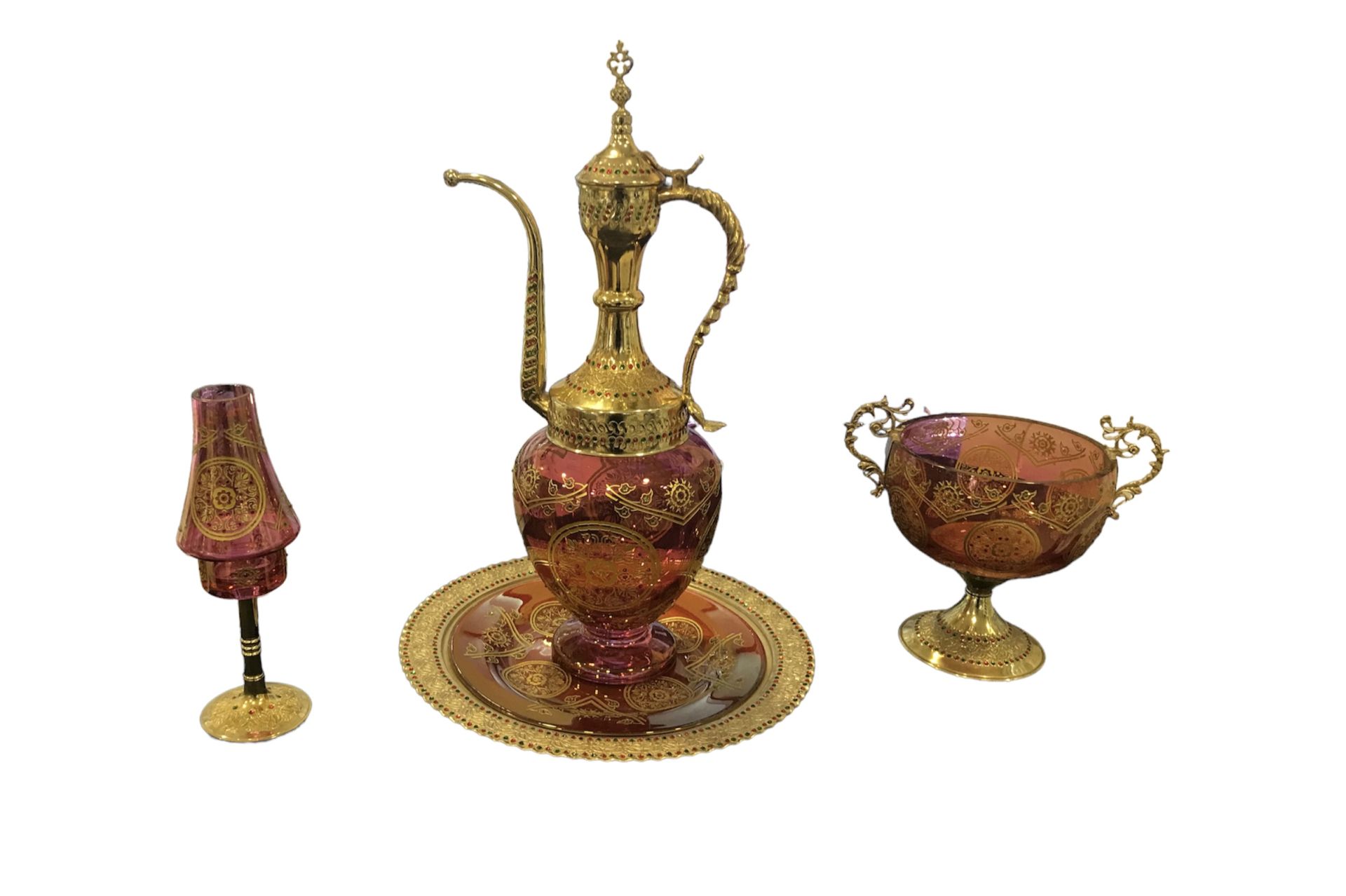 Yks İbrik Swarovski taş işlemali salon takımı 4 parça