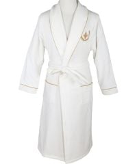 Ecocotton Aslışah Aile Bornoz Seti %100 Organik Pamuk Nakışlı Krem/Krem - M/L