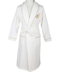 Ecocotton Aslışah Aile Bornoz Seti %100 Organik Pamuk Nakışlı Krem/Krem - M/L