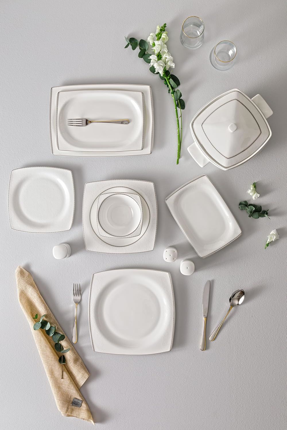 Pierre Cardin Chrystal kare Yemek Takımı, 12 Kişilik