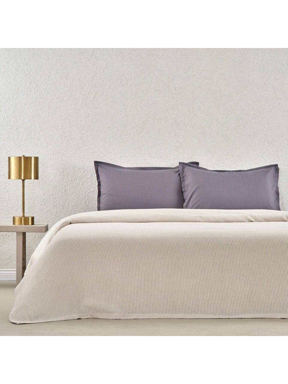 Taç Plain Viskoz Çift Kişilik Çok Amaçlı pike Set Gri