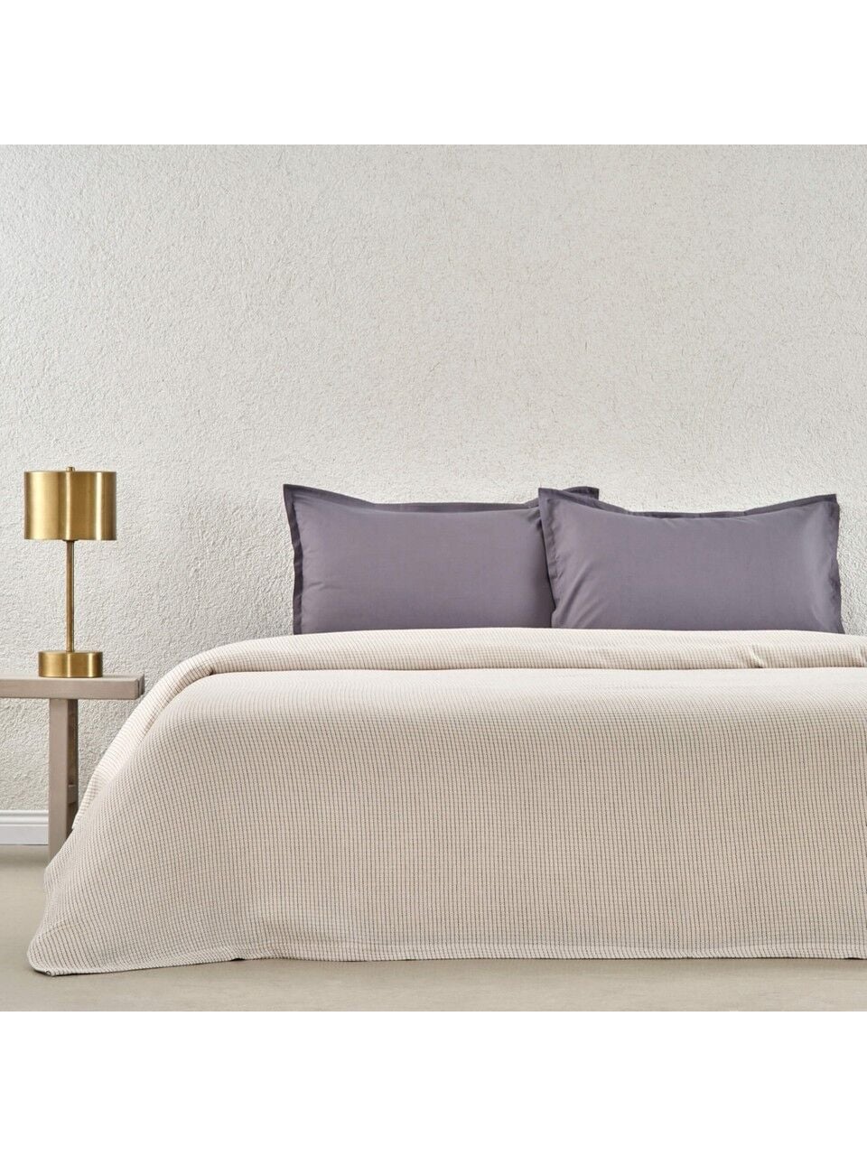 Taç Plain Viskoz Çift Kişilik Çok Amaçlı pike Set Gri