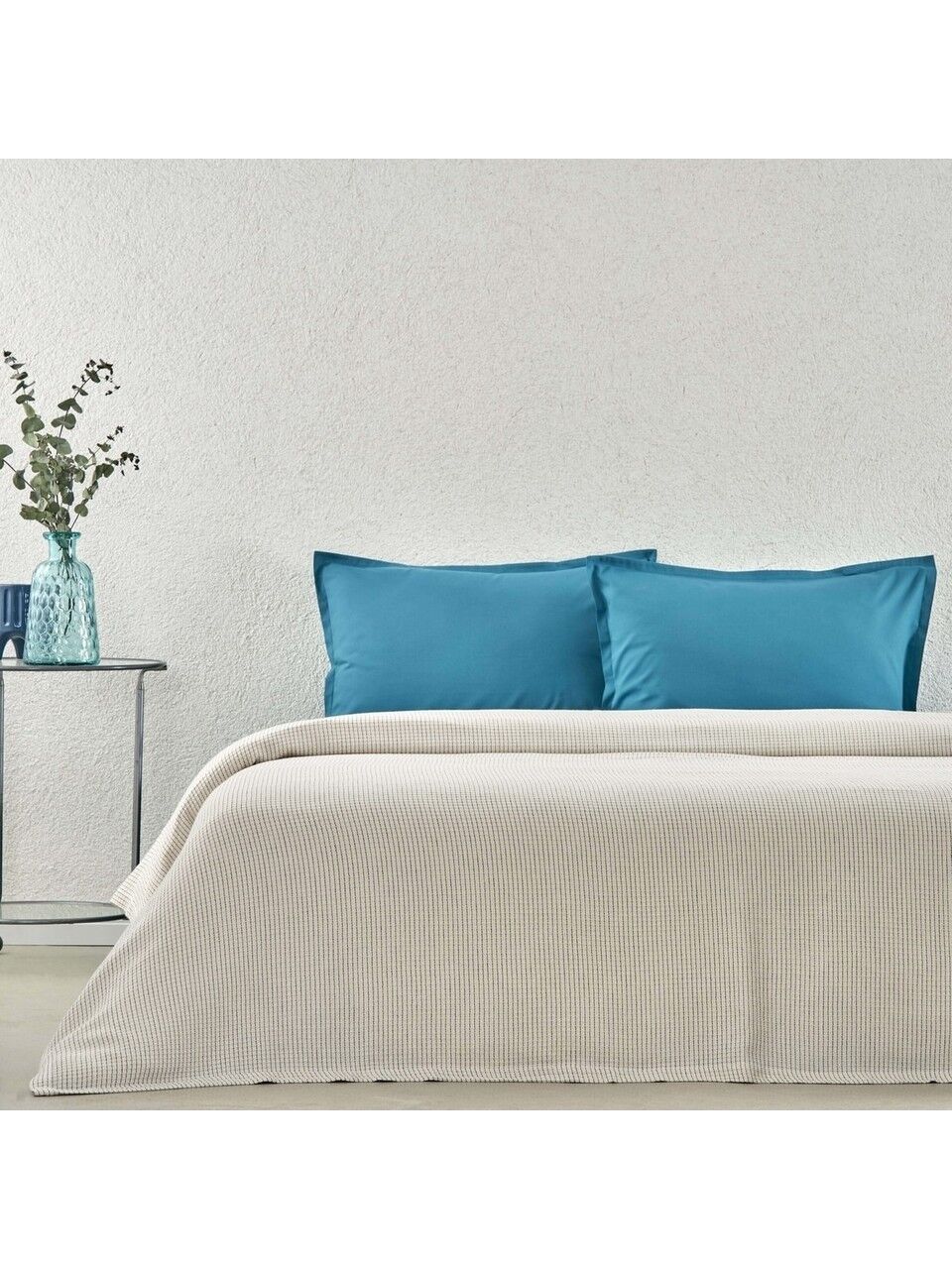 Taç Plain Viskoz Çift Kişilik Çok Amaçlı pike Set Petrol yeşili