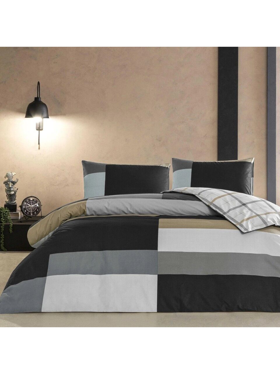 Taç Ranforce Genç Modası Nexie Antrasit Çift Kişilik Nevresim Takımı