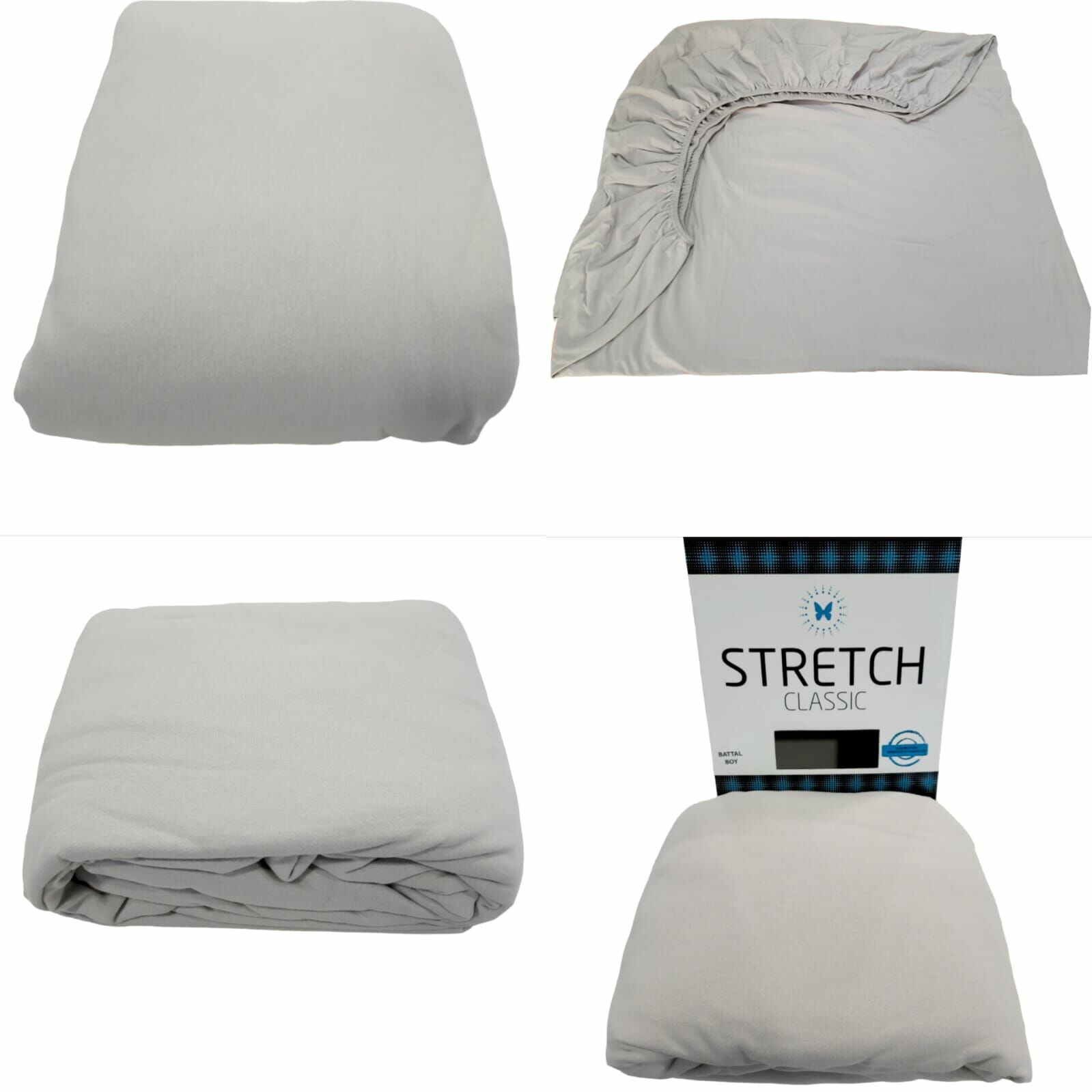 Stretch Classic Çarşaf Çift Kişilik Taş - 160x200 cm