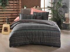 Sarev Jonas Antrasit Flanel Nevresim Takımı Çift Kişilik 2 Yastık Düz Çarşaf