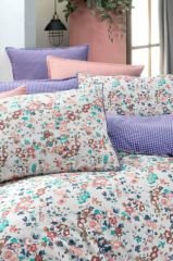 Sarev Tamara Pembe Flanel Nevresim Takımı Çift Kişilik 2 Yastık Düz Çarşaf