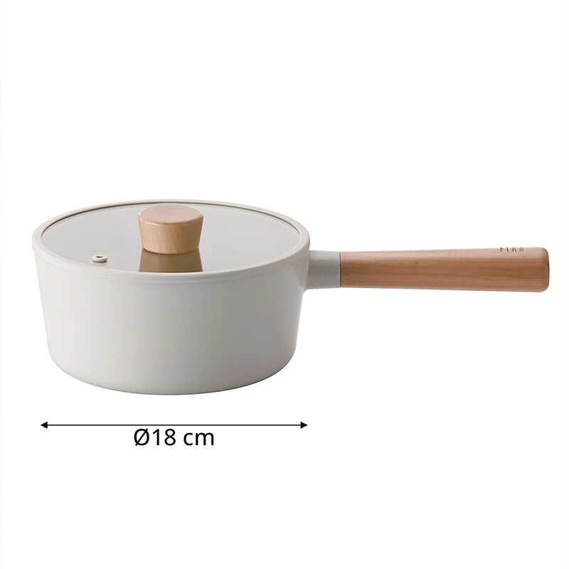 Fika Alüminyum Döküm Cam Kapaklı  Sos Tenceresi 18 Cm Bej