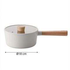 Fika Alüminyum Döküm Cam Kapaklı  Sos Tenceresi 18 Cm Bej