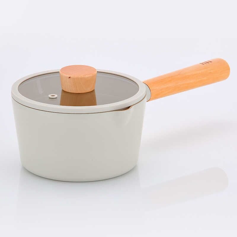 Fika Alüminyum Döküm Cam Kapaklı  Sos Tenceresi 16 Cm Bej